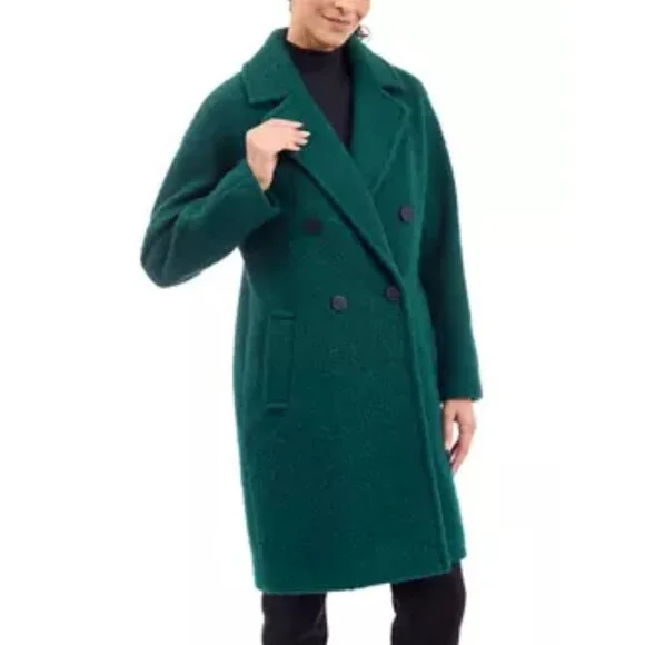 BCBGeneration Women's Double Breasted 4-Button Boucle Peacoat in Emerald Size 1x - Picture 2 of 12